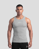 Grey melange Athflex Signature Ribbed Tank, product gallery image 2 of 7.