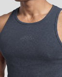 Dark grey Athflex Signature Ribbed Tank, product gallery image 3 of 7.