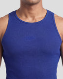 Cobalt blue Athflex Signature Ribbed Tank, product gallery image 3 of 7.