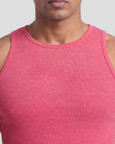 Pink melange Athflex Signature Ribbed Tank, product gallery image 3 of 7.