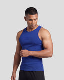 Cobalt blue Athflex Signature Ribbed Tank, product gallery image 1 of 7.