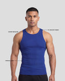 Cobalt blue Athflex Signature Ribbed Tank, product gallery image 4 of 7.