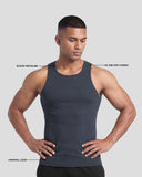 Dark grey Athflex Signature Ribbed Tank, product gallery image 4 of 7.