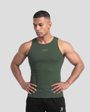 Muted green Athflex Signature Ribbed Tank, product gallery image 1 of 7.