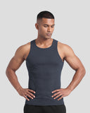 Dark grey Athflex Signature Ribbed Tank, product gallery image 1 of 7.