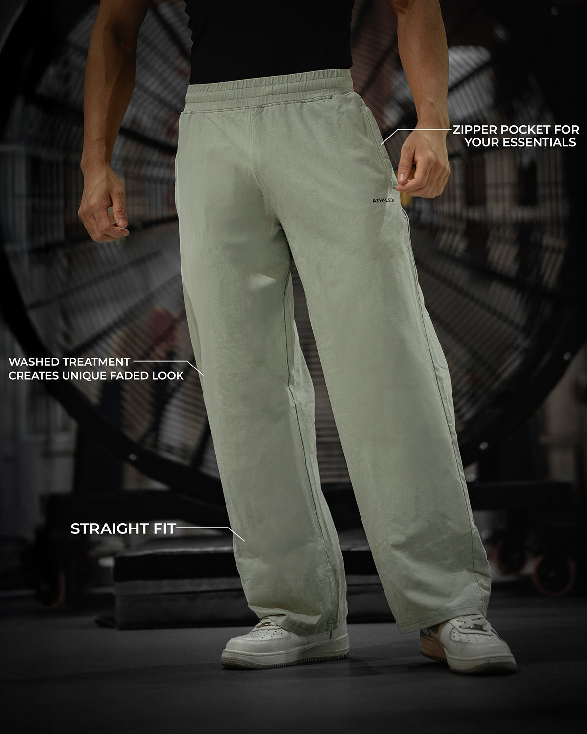 Washed Straight Pants