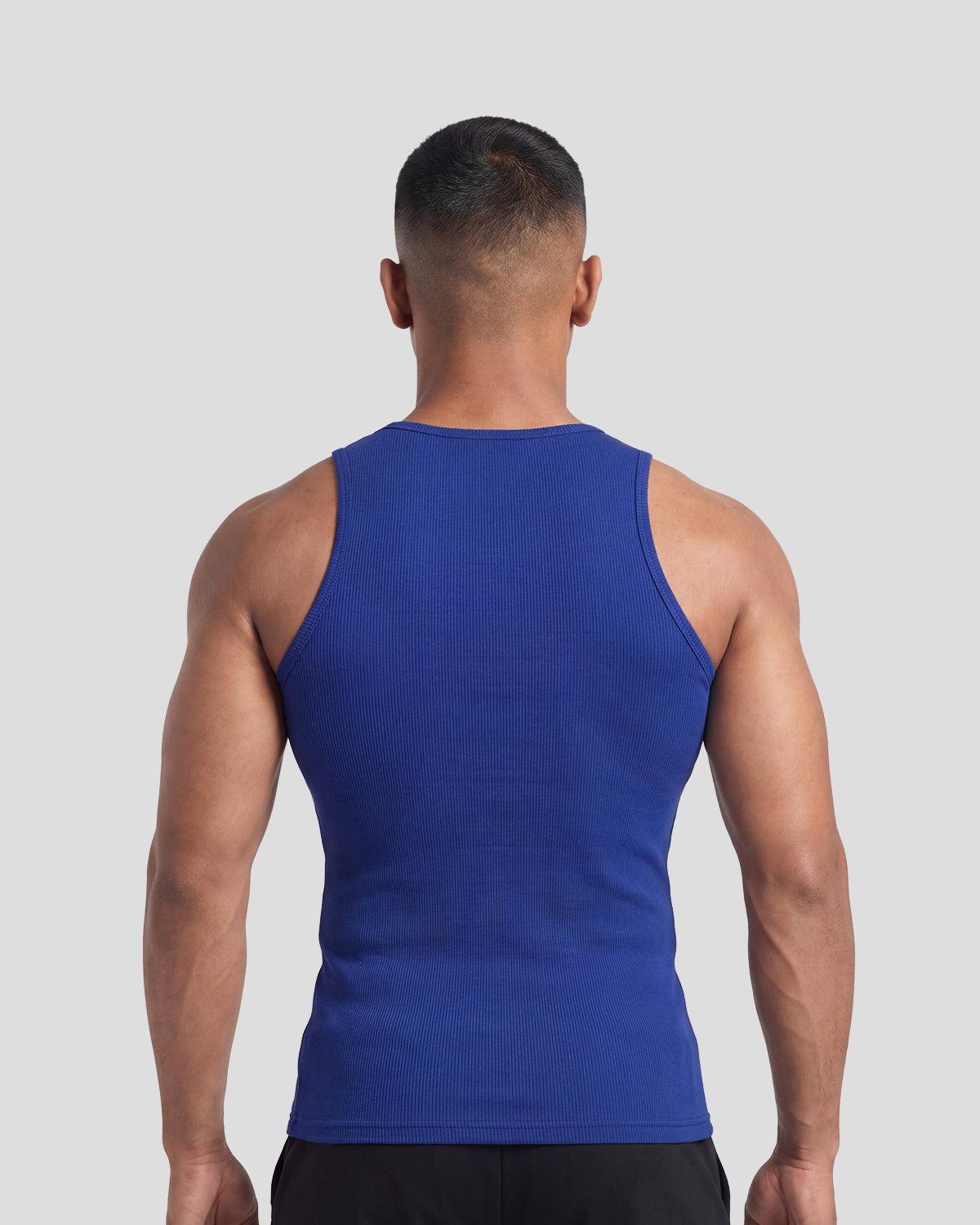 Cobalt blue Athflex Signature Ribbed Tank, product gallery image 6 of 7.