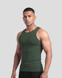 Muted green Athflex Signature Ribbed Tank, product gallery image 2 of 7.
