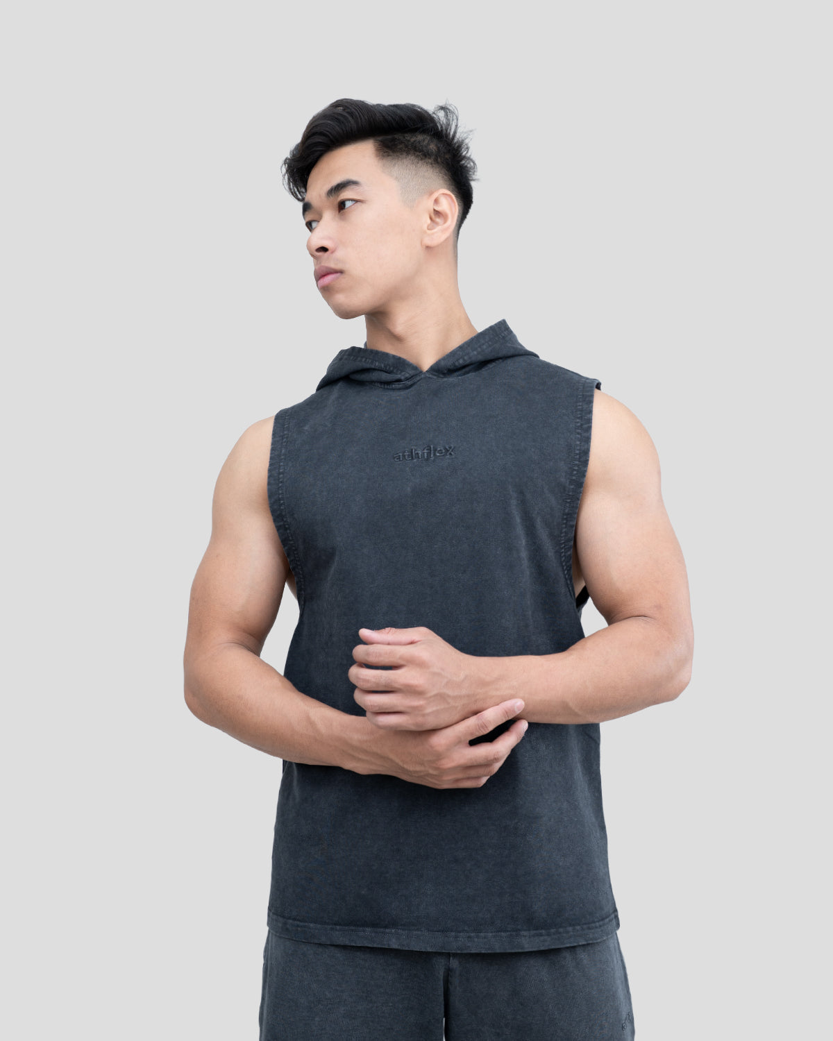 Acid Wash Sleeveless Hoodie