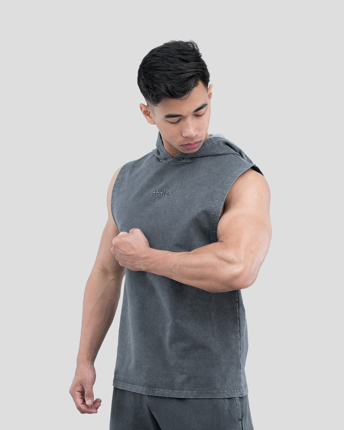 Acid Wash Sleeveless Hoodie