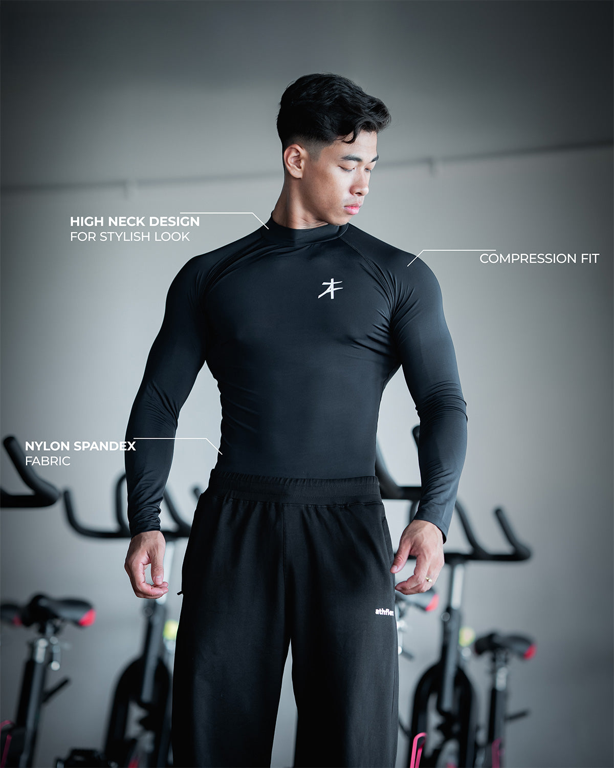 Hustle High Neck Full Sleeve Compression T-shirt