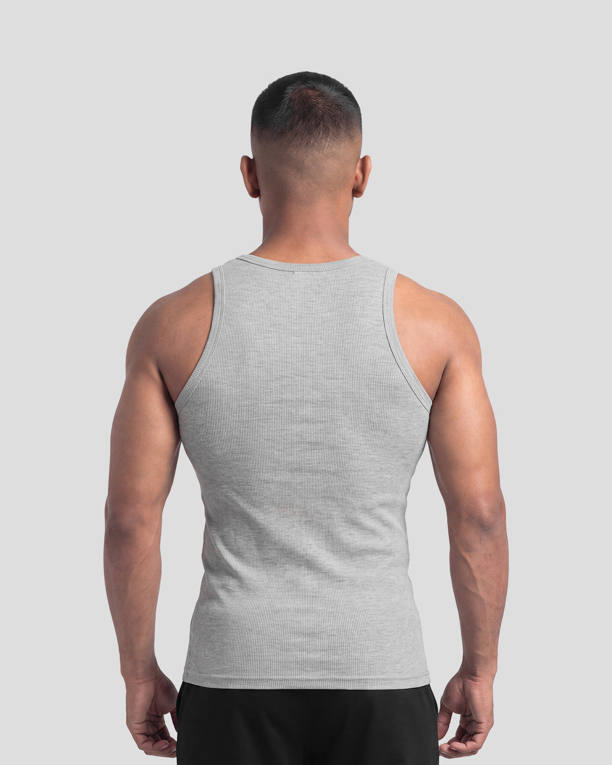 Grey melange Athflex Signature Ribbed Tank, product gallery image 6 of 7.