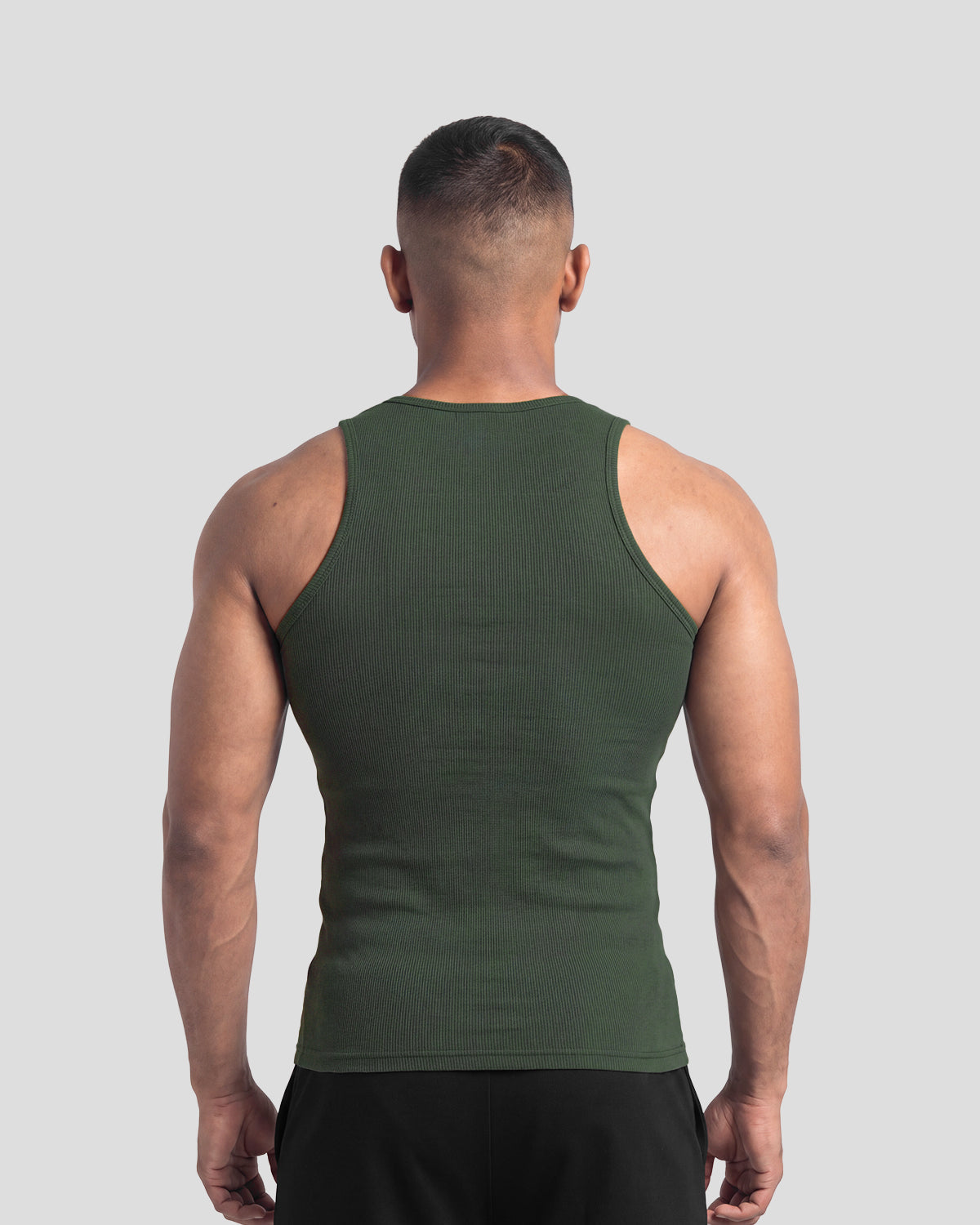 Muted green Athflex Signature Ribbed Tank, product gallery image 6 of 7.