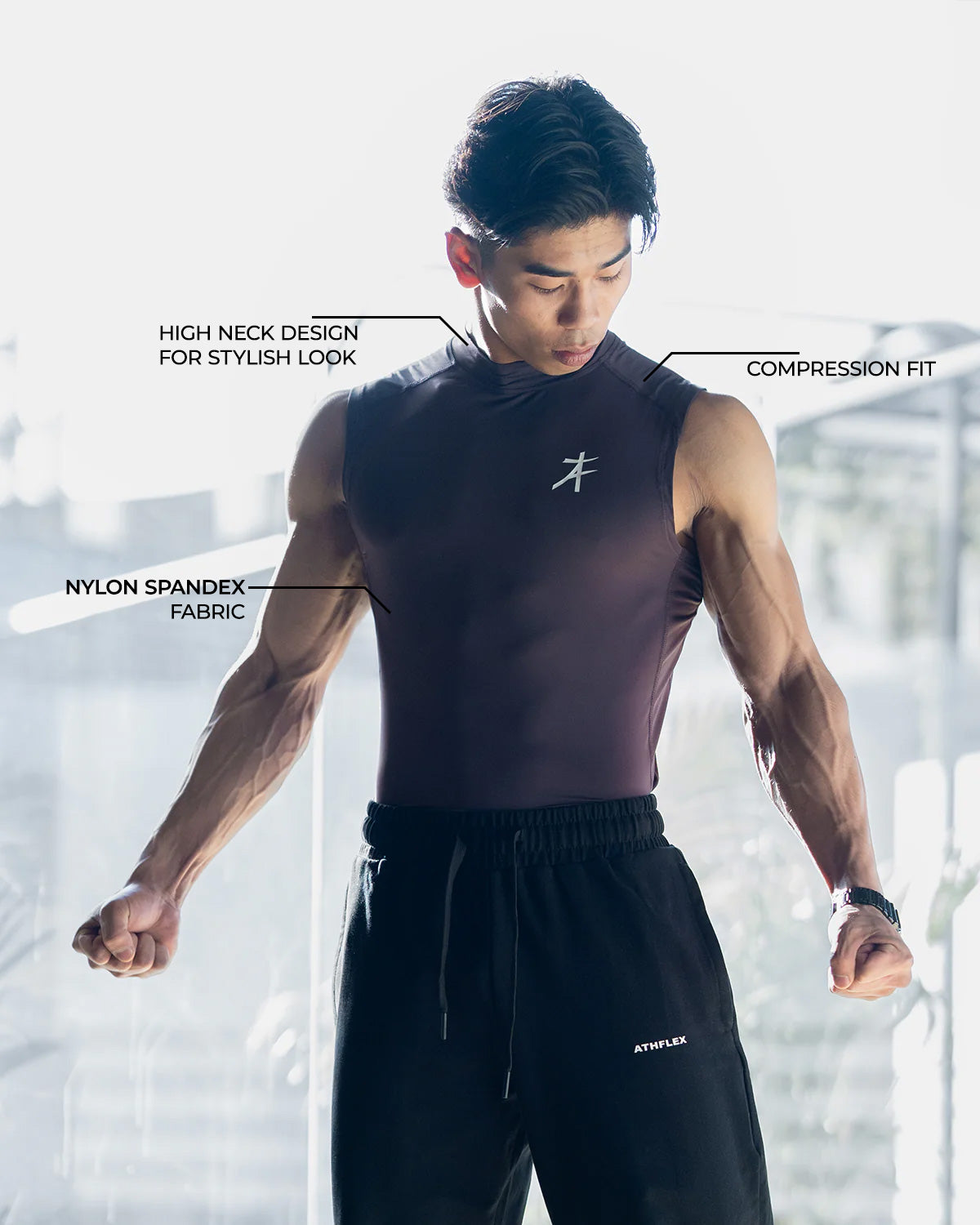 Hustle High Neck Compression Tank