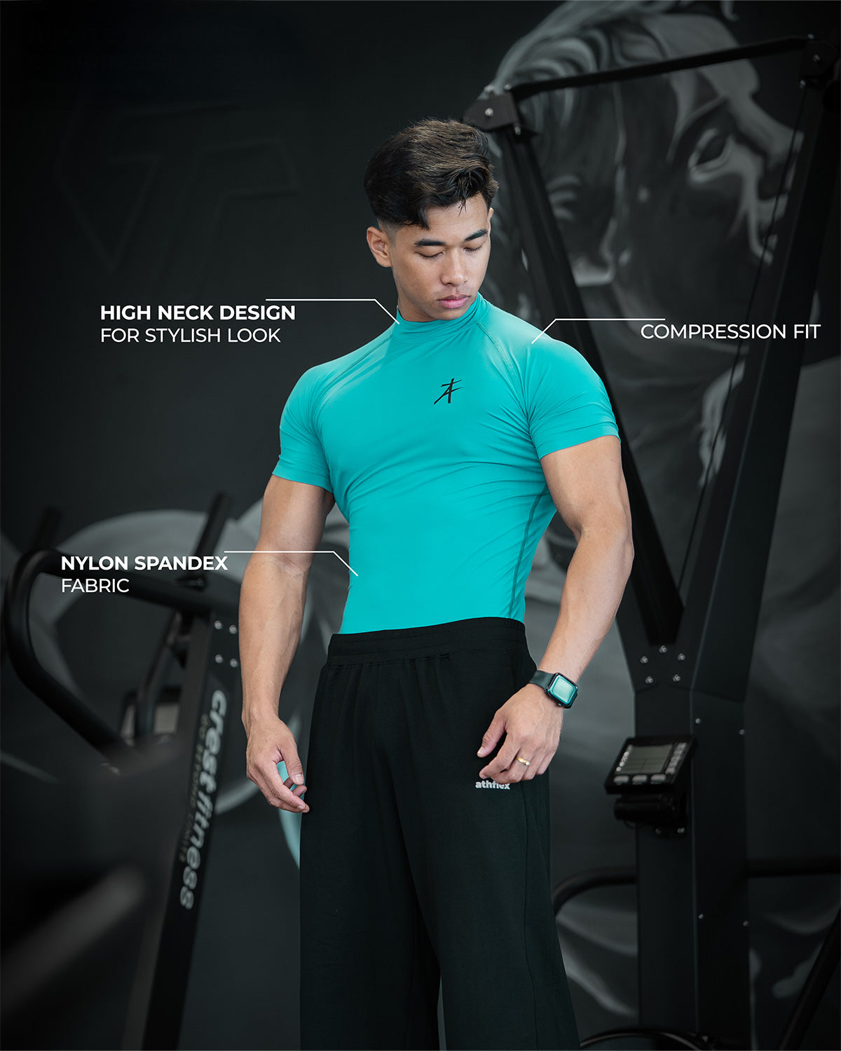 Hustle High Neck Compression T-shirt