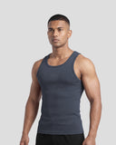 Dark grey Athflex Signature Ribbed Tank, product gallery image 2 of 7.