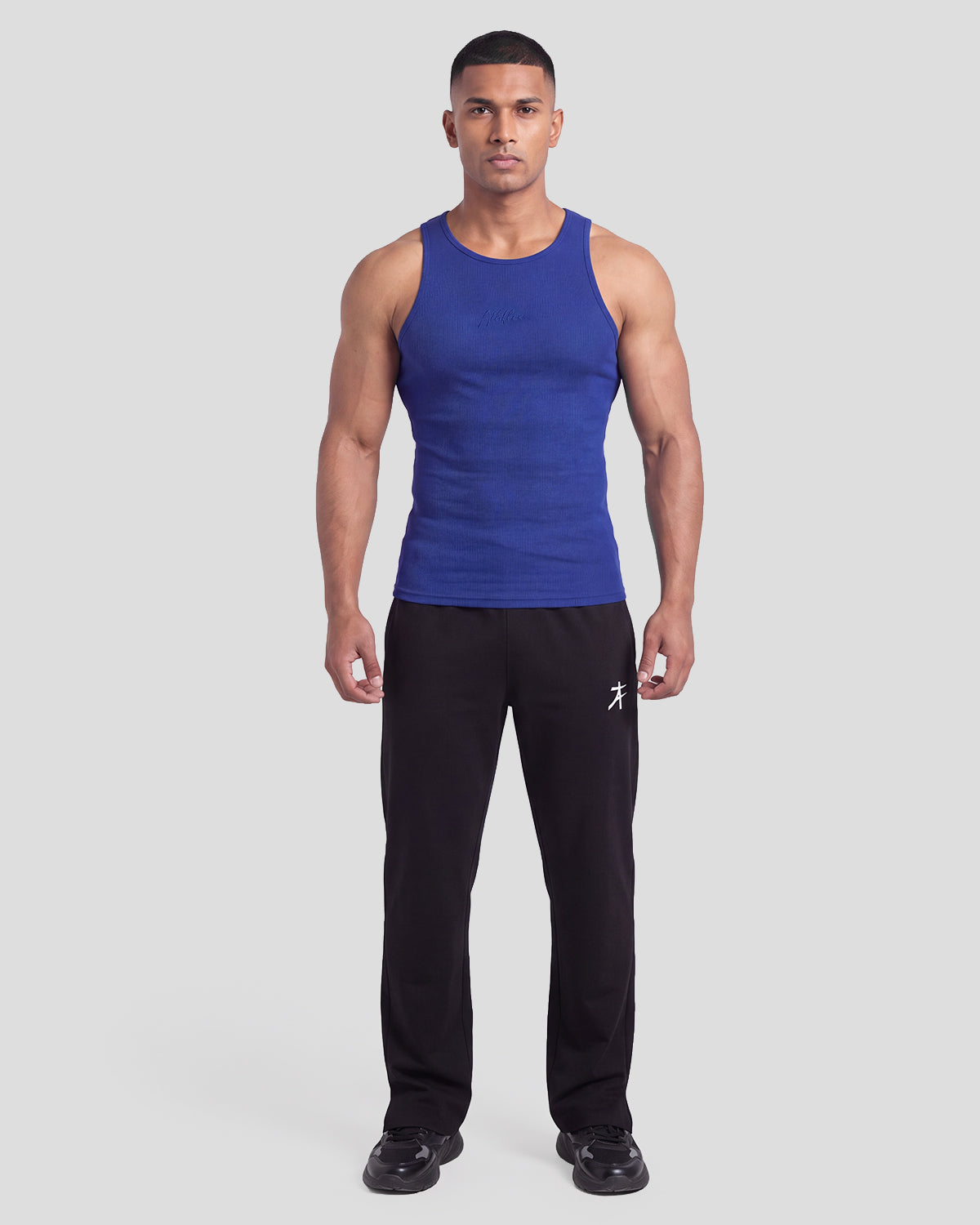 Cobalt blue Athflex Signature Ribbed Tank, product gallery image 7 of 7.