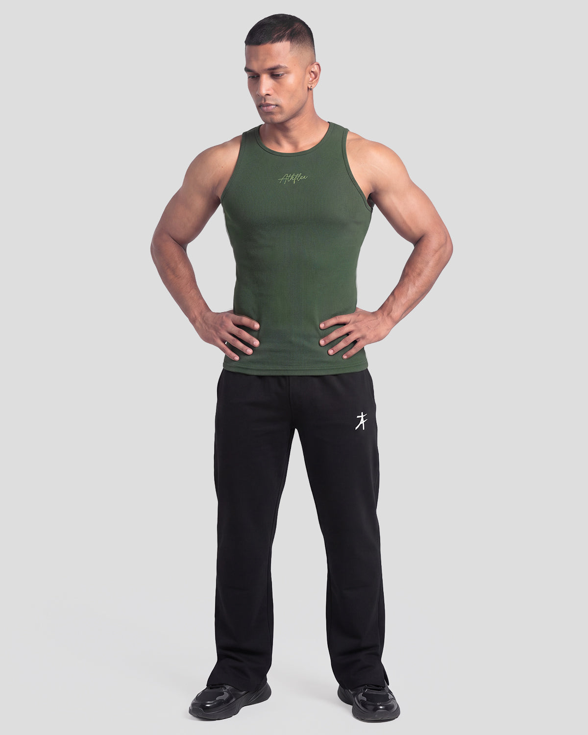 Muted green Athflex Signature Ribbed Tank, product gallery image 7 of 7.