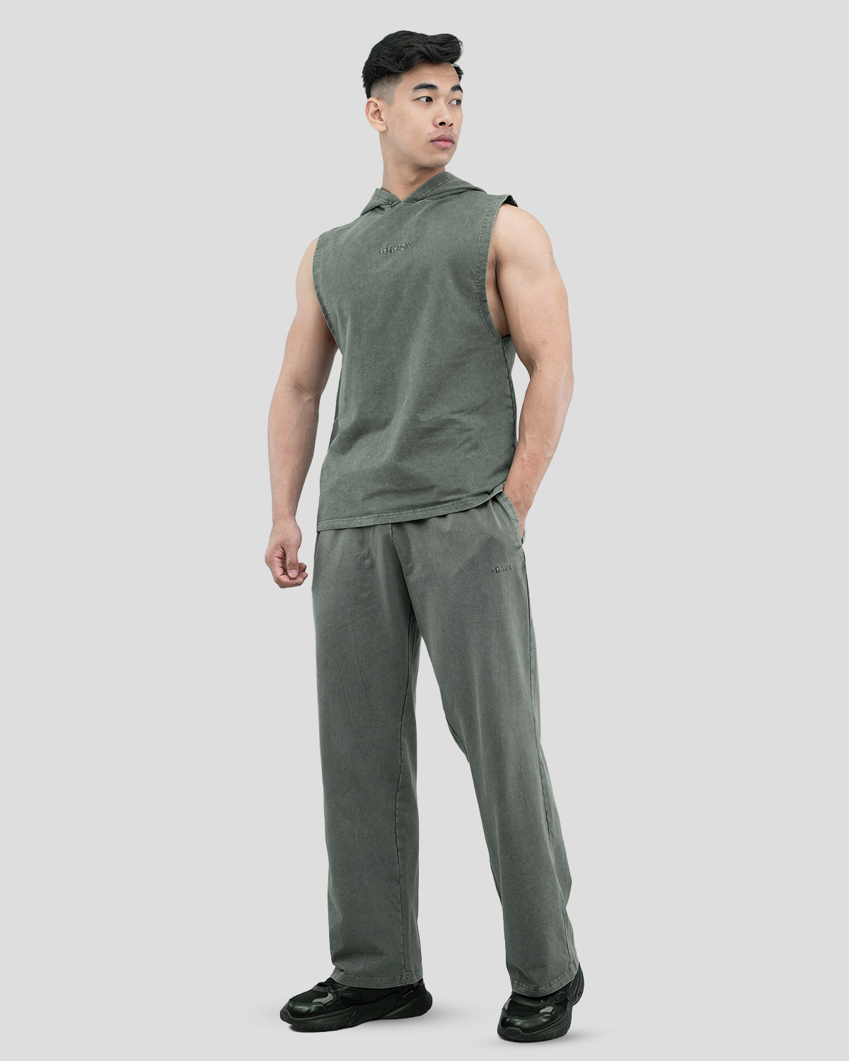 Acid Wash Sleeveless Hoodie