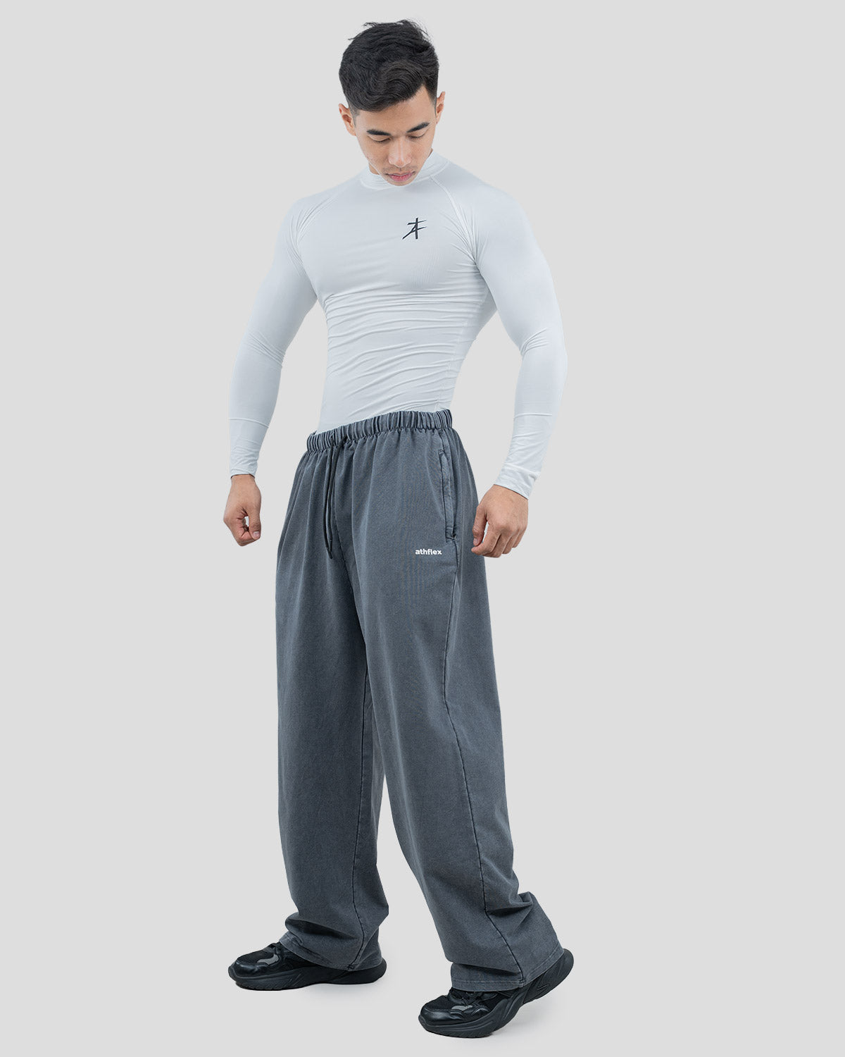 Acid wash baggy pants