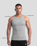 Grey melange Athflex Signature Ribbed Tank, product gallery image 4 of 7.