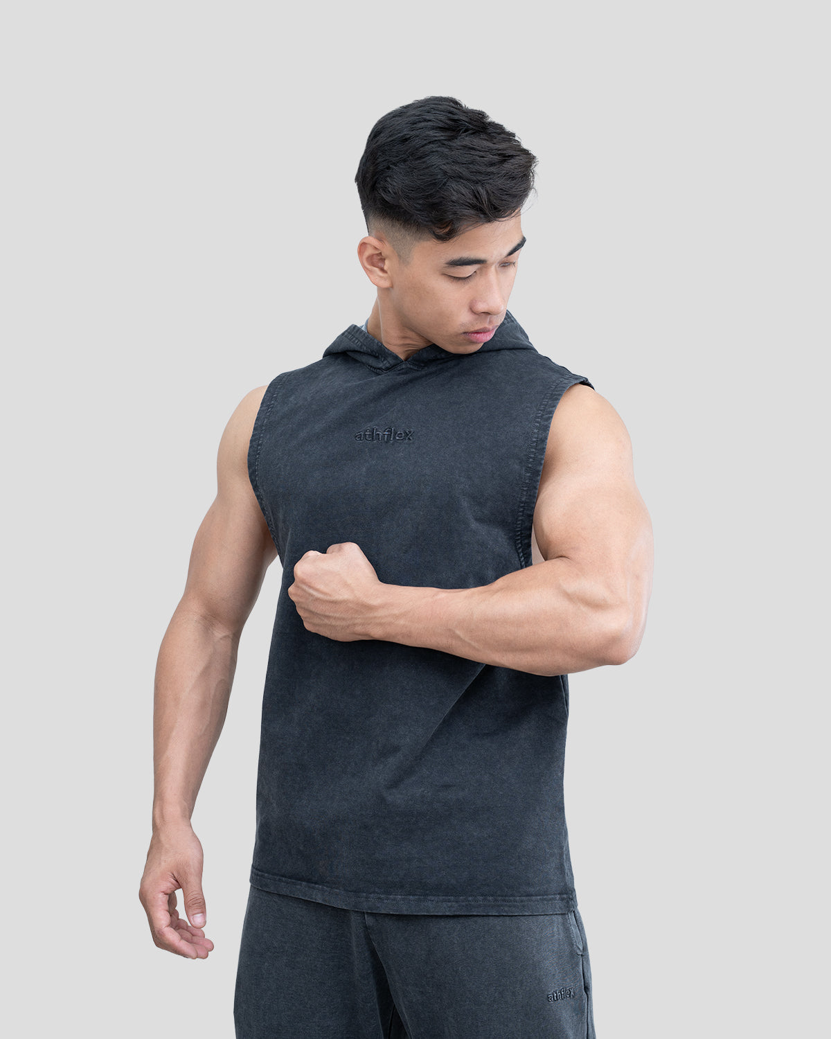 Acid Wash Sleeveless Hoodie